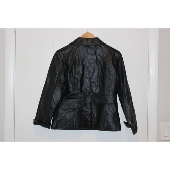 Joseph Ribkoff Black  Leather Minimalist Jacket Women size 10 Old Money - Picture 5 of 10